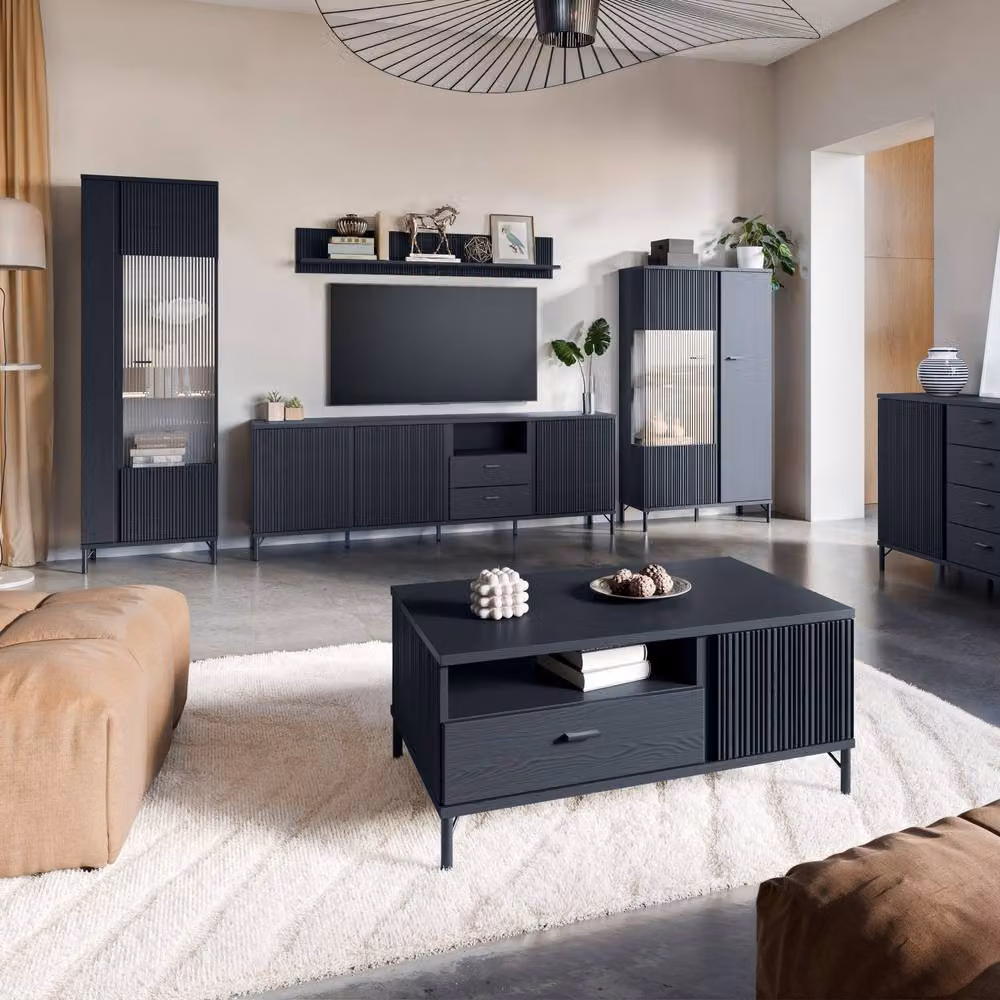 Furniture To Go Lusaka Coffee Table in Black Graphite with 2 Doors and 1 Drawer – 3