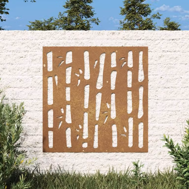 Berkfield Home Garden Wall Decoration, Brown Steel Floral Design, W/H: 55 x 55 cm