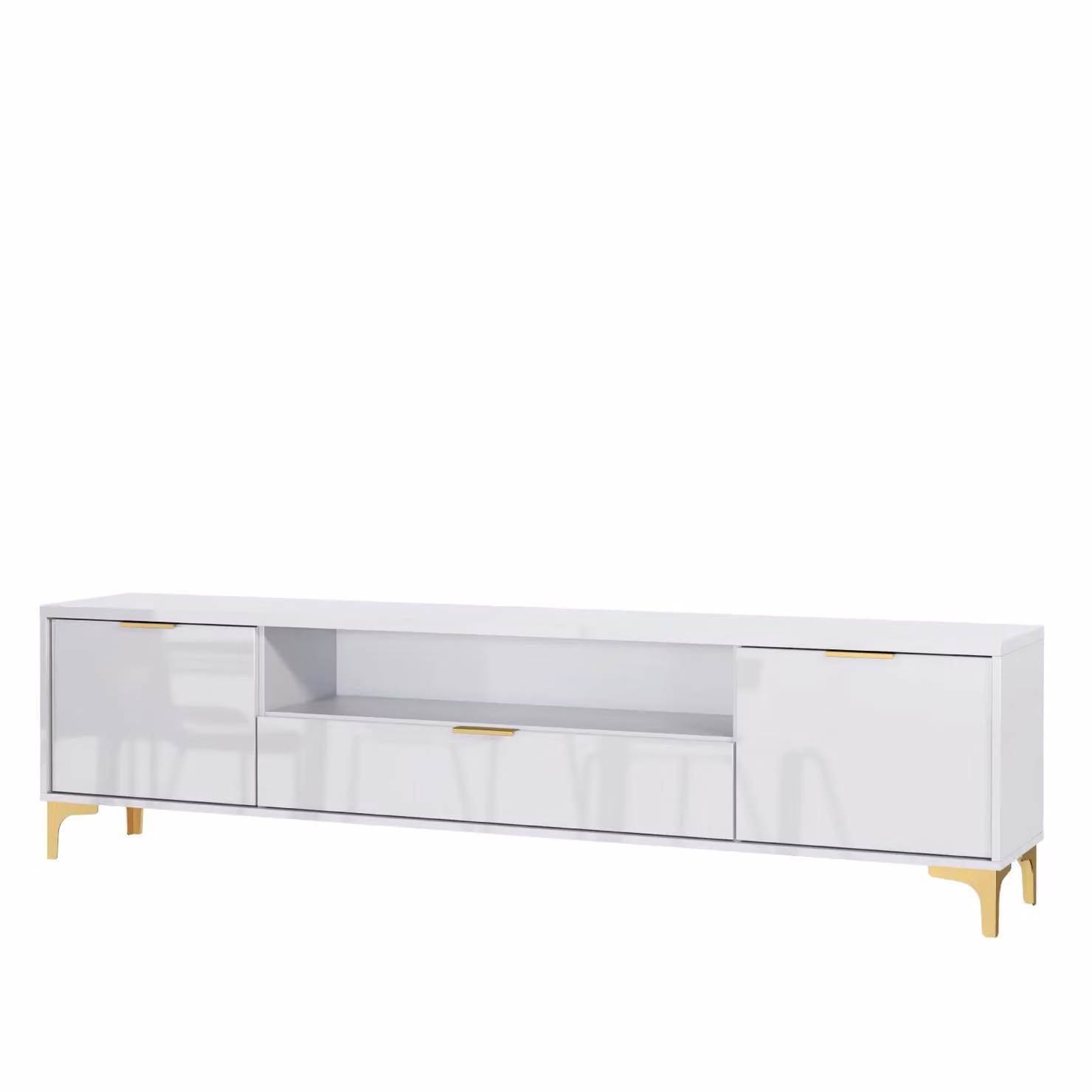 Mex Furniture LTD Lux High Gloss TV Unit in White and Gold, W: 200 cm, H: 50 cm, D: 35 cm – 2
