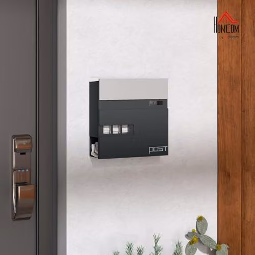 HOMCOM Wall Mounted Stainless Steel Letterbox in Grey, W/D/H: 37 x 10.5 x 37 cm – 2