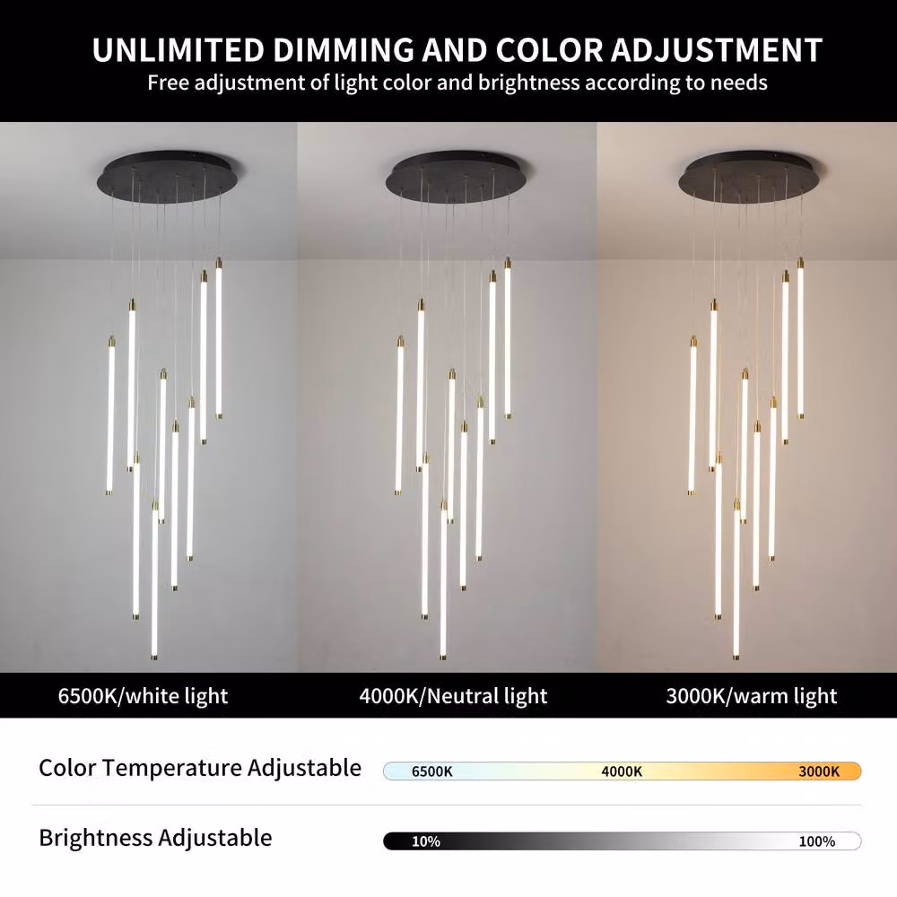 NIVOR Modern Dimmable 9-Light LED Ceiling Chandelier Pendant in Black – 3