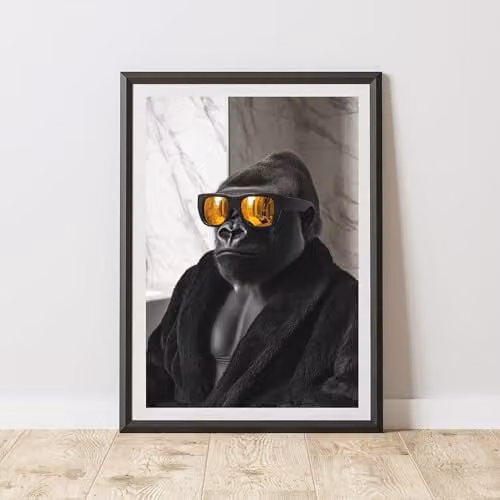 60 Second Makeover Gorilla Sunglasses Animal Print Paper Poster, A4