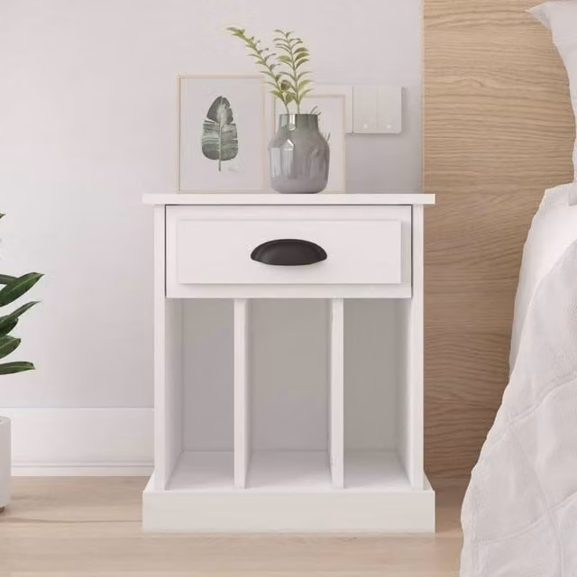 Berkfield Home White Bedside Cabinet W/D/H: 43 x 36 x 50 cm