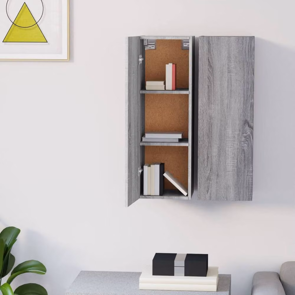 Berkfield Home Set of 2 Grey Sonoma TV Cabinets in Engineered Wood, W/D/H: 30.5 x 30 x 90 cm – 5