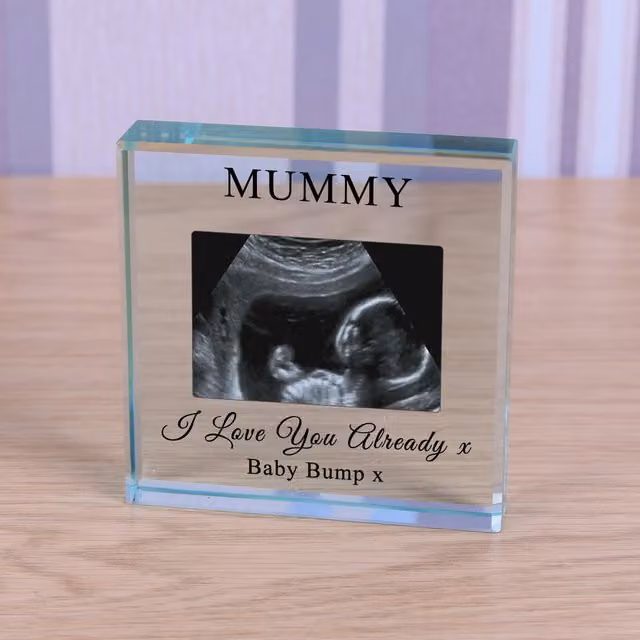Uniqueful Personalised Love You Already Baby Scan Glass Token in Transparent and Beige