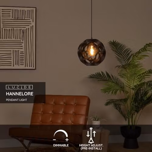 Lucide Hannelore Pendant Light, Black, Diameter: 30 cm – 2