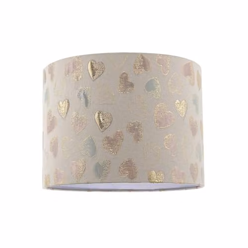 Happy Homewares Pink and Gold Circular Fabric Lamp Shade, W: 25 cm, H: 18 cm – 1