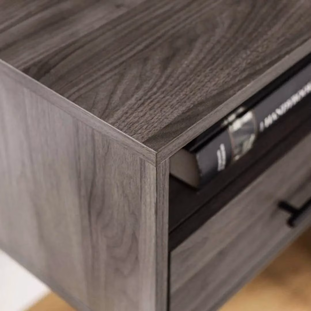 EONLION Modern Single Drawer Wood Night Stand in Dark Grey – 2