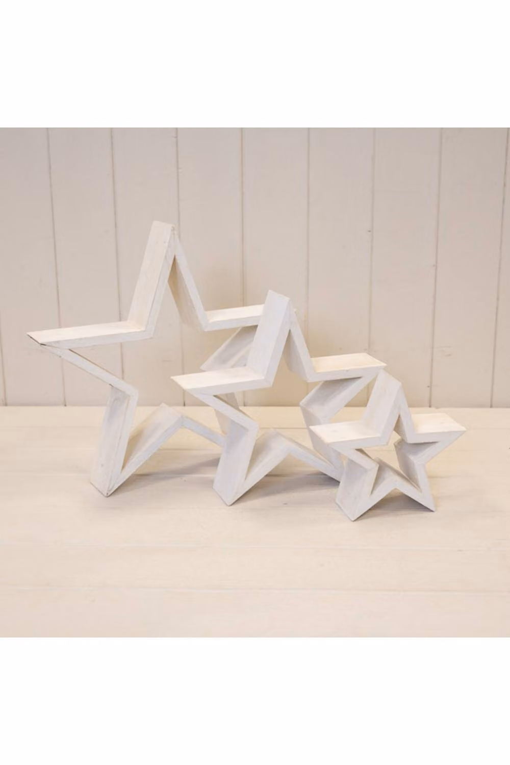 KDMD Set of Three Rustic Off-White Wooden Christmas Stars – 2
