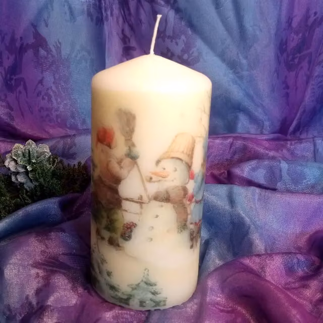 Viki Christmas Snowman Candle in White