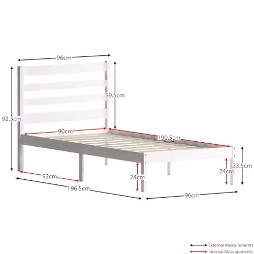 Junior Vida Libra Single Kids Bed Frame with Underbed Drawers, White Solid Pine Wood, H 92.5 x W 96 x D 195.5 cm – 2