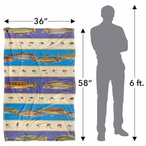 JQ Licensing Trout Fishing Lures Pattern Super Soft Fleece Throw Blanket, Multicolour, W/D/H: 91 x 147 cm – 4