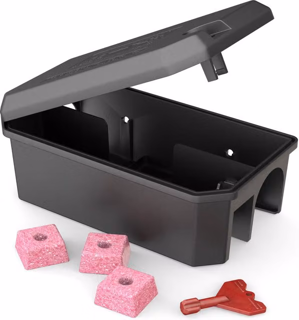 NOPE! Rat Bait Box with 3 Brodifacoum Pre-Baited Blocks, Red