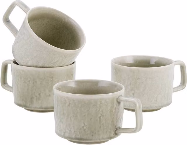 Stellar Bantham Stoneware Set of 4 Large Mugs, 350ml, Green