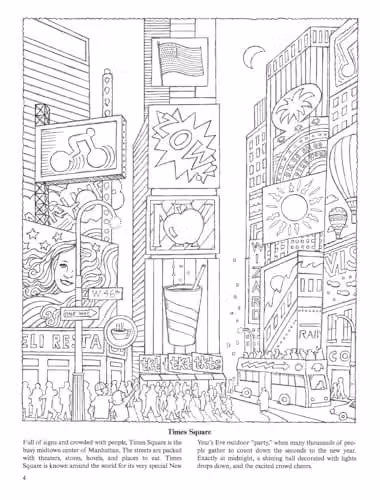 Dover New York for Kids: 25 Big Apple Sites to Colour Childrens Coloring Book – 2