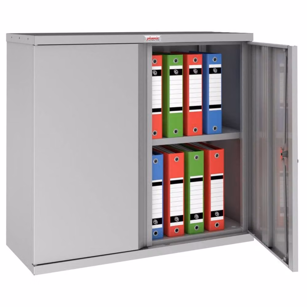 Phoenix Safe Company Grey Steel Storage Cupboard with Key Lock and Adjustable Shelves, W: 80 cm, D: 30 cm, H: 187 cm – 1