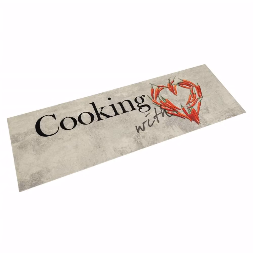 Berkfield Home Washable Peper Kitchen Rug in Grey Velvet, W: 60 cm, L: 180 cm – 2
