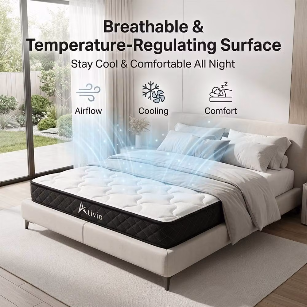 Alivio 7-Zone Orthopaedic Support Microfibre Knitted Mattress, Medium Firm, White and Black, W/D/H: 180 x 200 x 25 cm – 2
