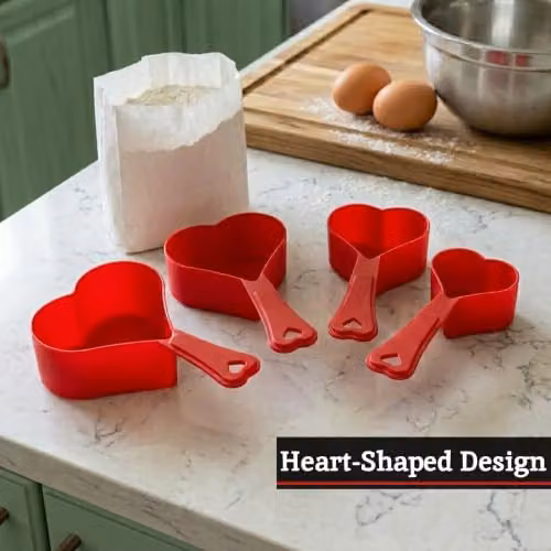 Orsina Set of Four Red Heart Shaped Plastic Measuring Cups – 3