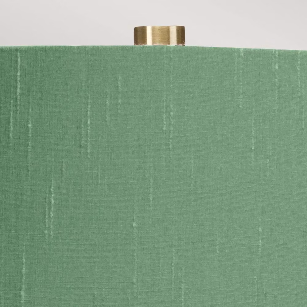 Netlighting Isla Table Lamp with Round Tapered Fabric Shade in Aged Brass, White and Green – 2