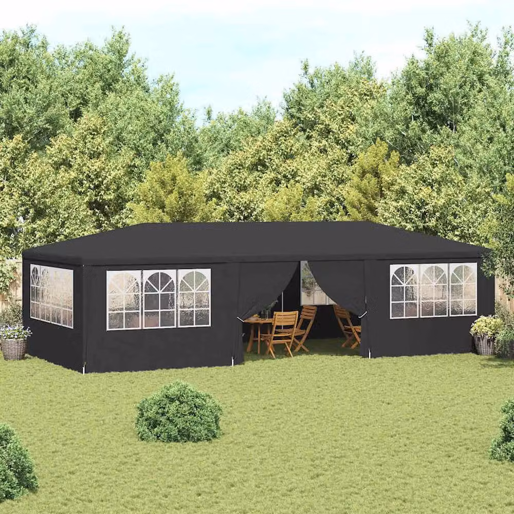 Berkfield Home Professional Party Tent with Side Walls and Windows, Anthracite Dark Grey, W: 9 m, D: 4 m – 2