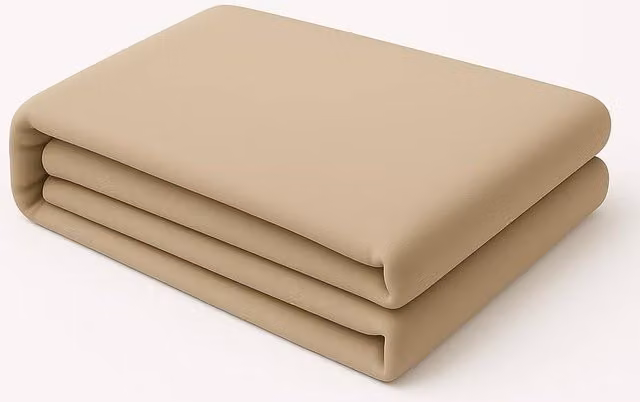 Homes-Linen Plain Dyed Polycotton Blend Easy Care Flat Sheet in Beige, Super King