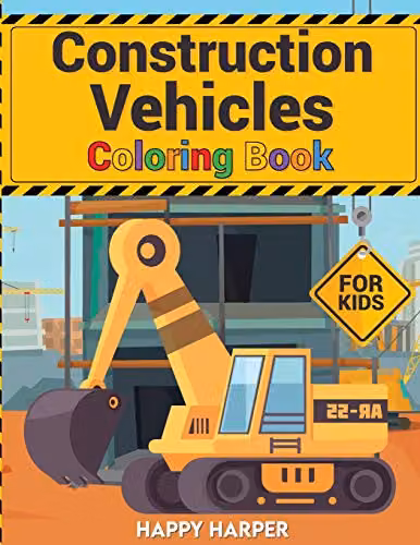 Happy Harper Construction Vehicles Colouring Activity Book for Children, Multicolour