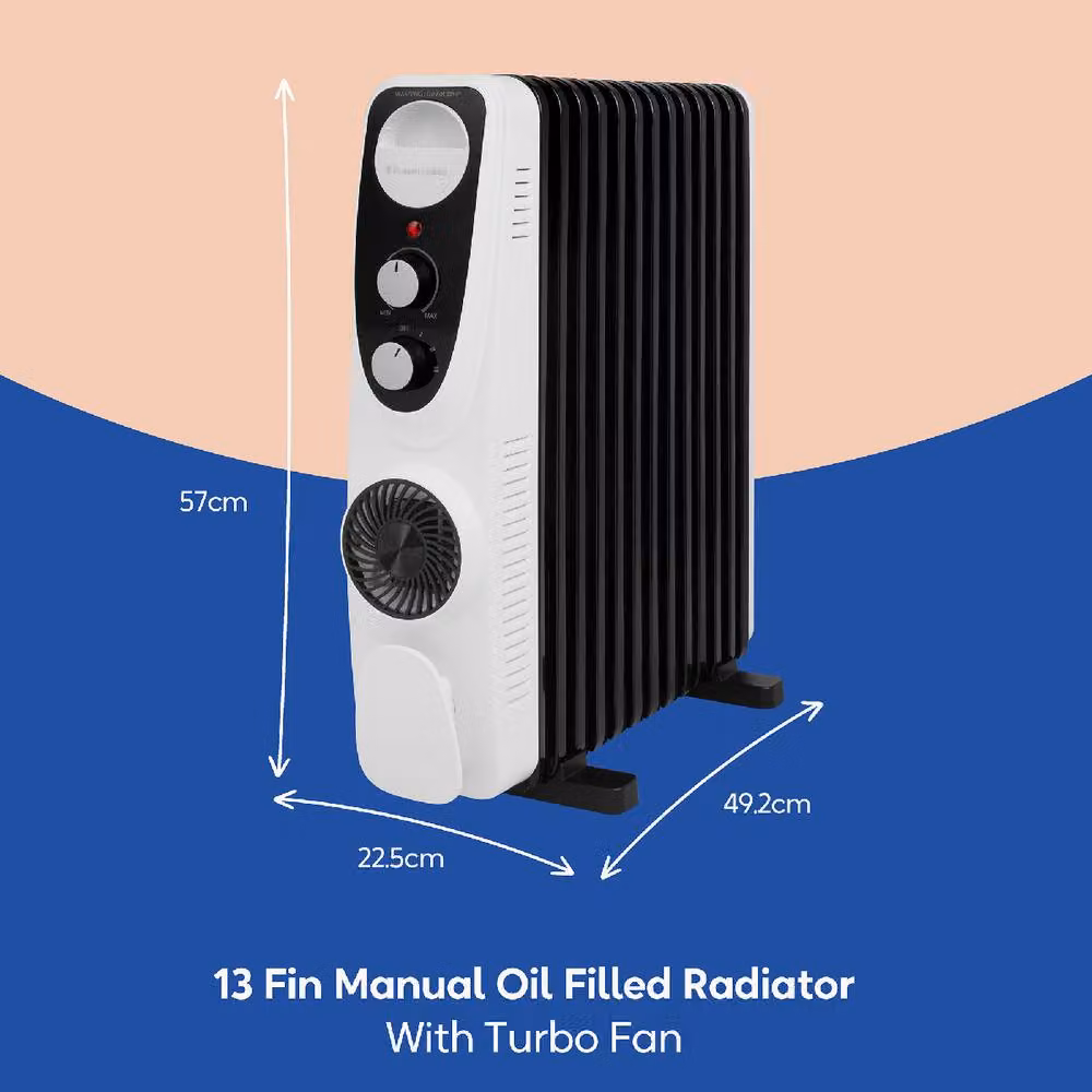 Russell Hobbs 2500W 13 Fin Oil Filled Radiator White RHOFR2403 – 2
