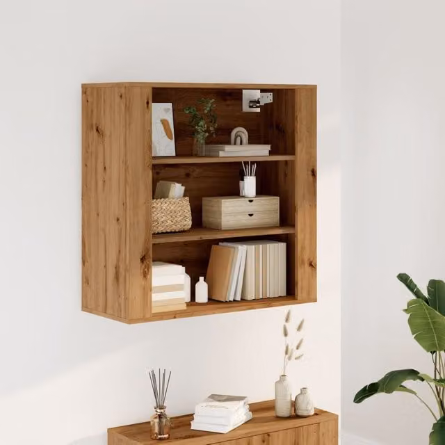 Berkfield Home Artisan Oak Wall Cabinet in Brown, W/D/H: 80 x 33 x 80 cm – 1