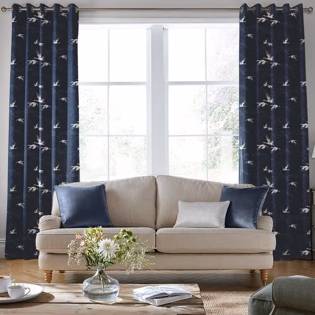 Laura Ashley Animalia Made to Measure Blackout Eyelet Curtain Panel in Blue