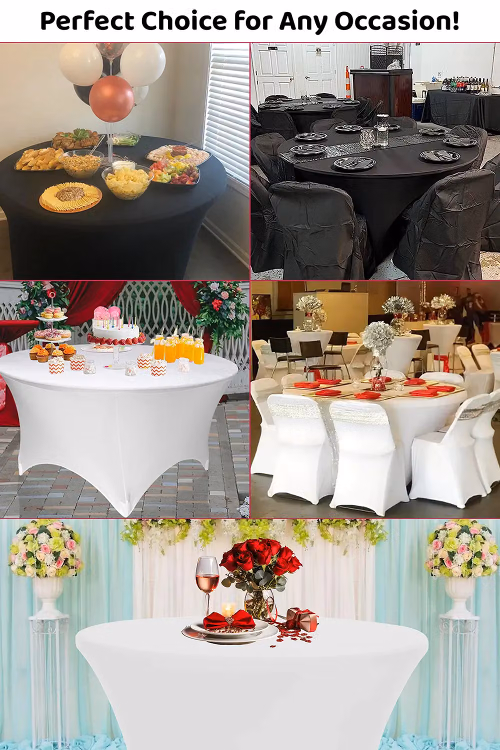 Neel Blue Round Elastic Spandex Patio Tablecloth in Black – 2