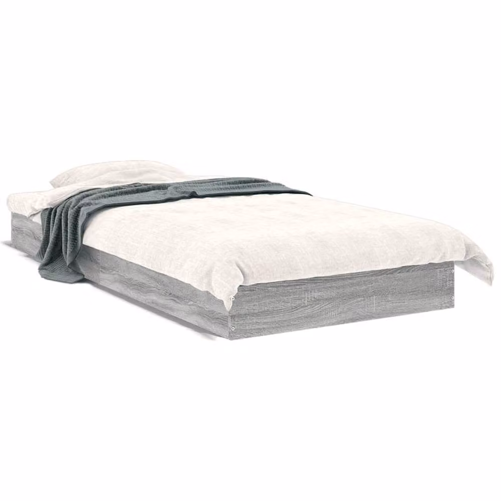 Berkfield Home Modern Small Single Wood Bed Frame in Grey Sonoma, W/D/H: 190 x 78 x 17 cm – 3