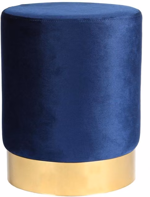 Harbour Housewares Blue Velvet Cylindrical Round Pouffe