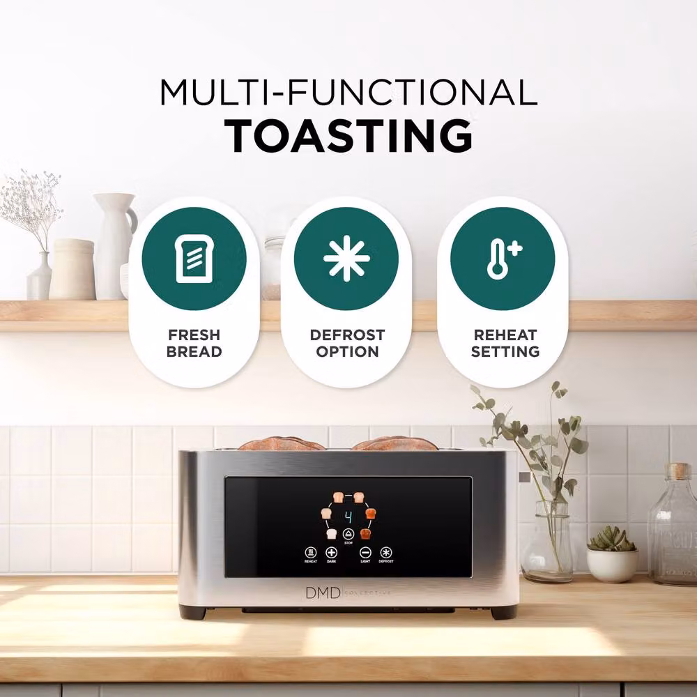 DMD Collective 4 Slice Digital Touchscreen Toaster, 1400W, Stainless Steel in Silver – 2
