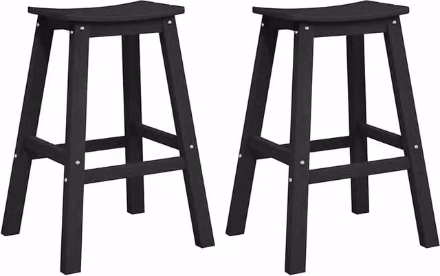 Berkfield Home Set of 2 Modern Black HDPE Bar Stools – 1