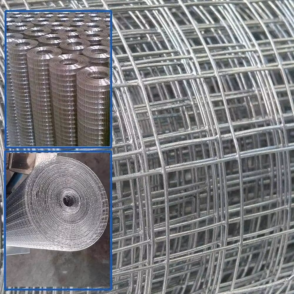 FLAVORA Silver Galvanised Welded Wire Mesh Fence, 1 inch x 1 inch, W: 100 cm, L: 15 m – 4