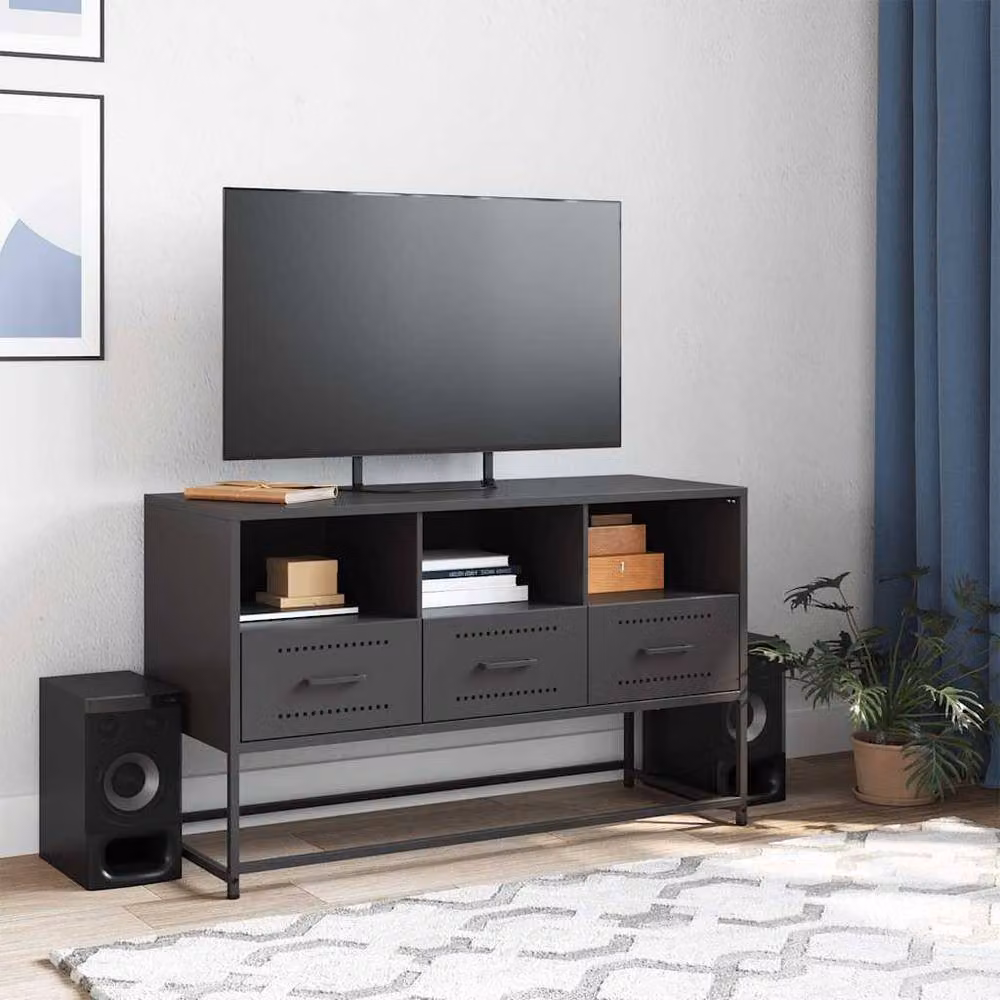 Berkfield Home Industrial Black Metal TV Cabinet W/D/H: 100.5 x 39 x 60.5 cm – 3