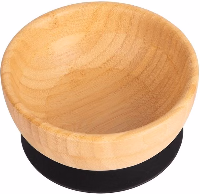 Tiny Dining Bamboo Non-Slip Suction Bowl for Baby Weaning in Black