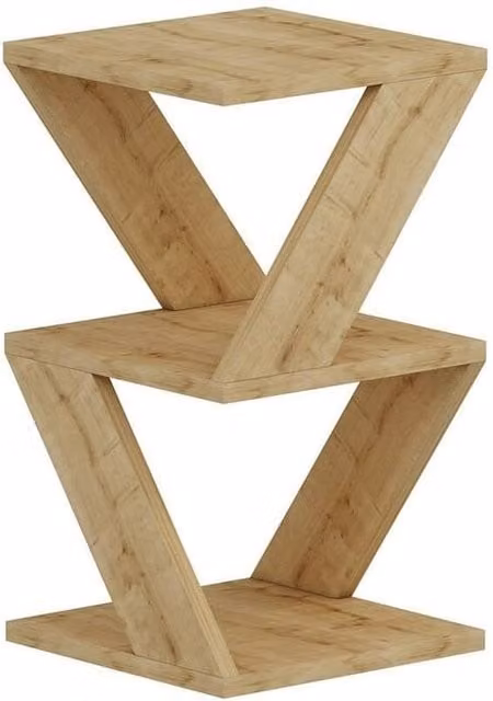 CALICOSY ALBENI 3-Tier Side Table in Light Oak, W/D/H: 30 x 30 x 50 cm
