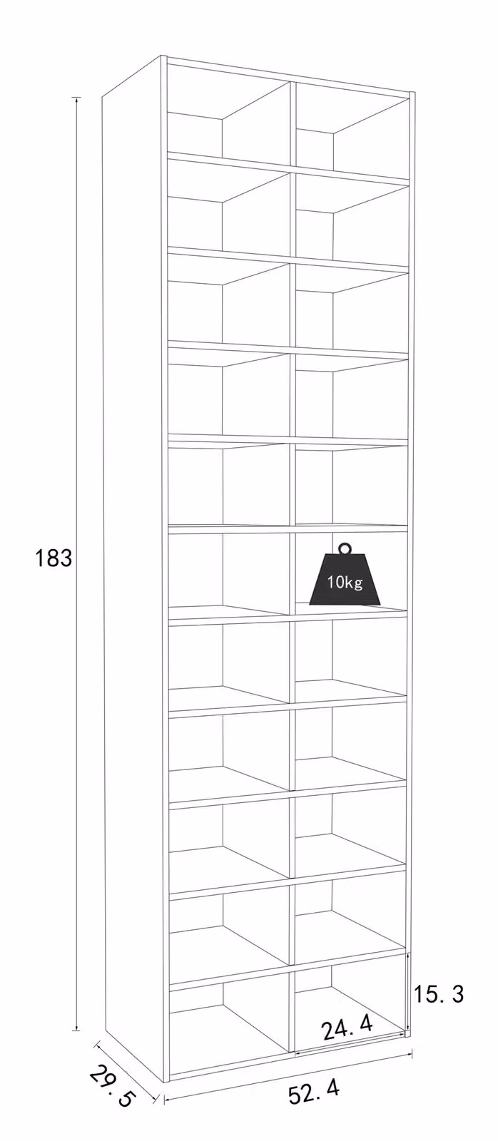 VCM Hinsol XL Shoe Cabinet in Natural Sand and Beige, W/D/H: 52 x 30 x 183 cm – 3