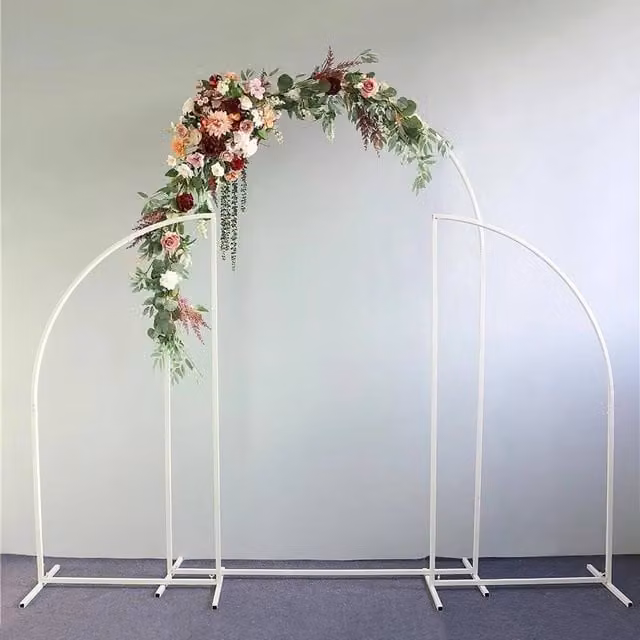 EONLION Set of 3 White Metal Arch Frame Backdrop Stands for Weddings, Birthdays and Parties, Height: 100 cm – 1
