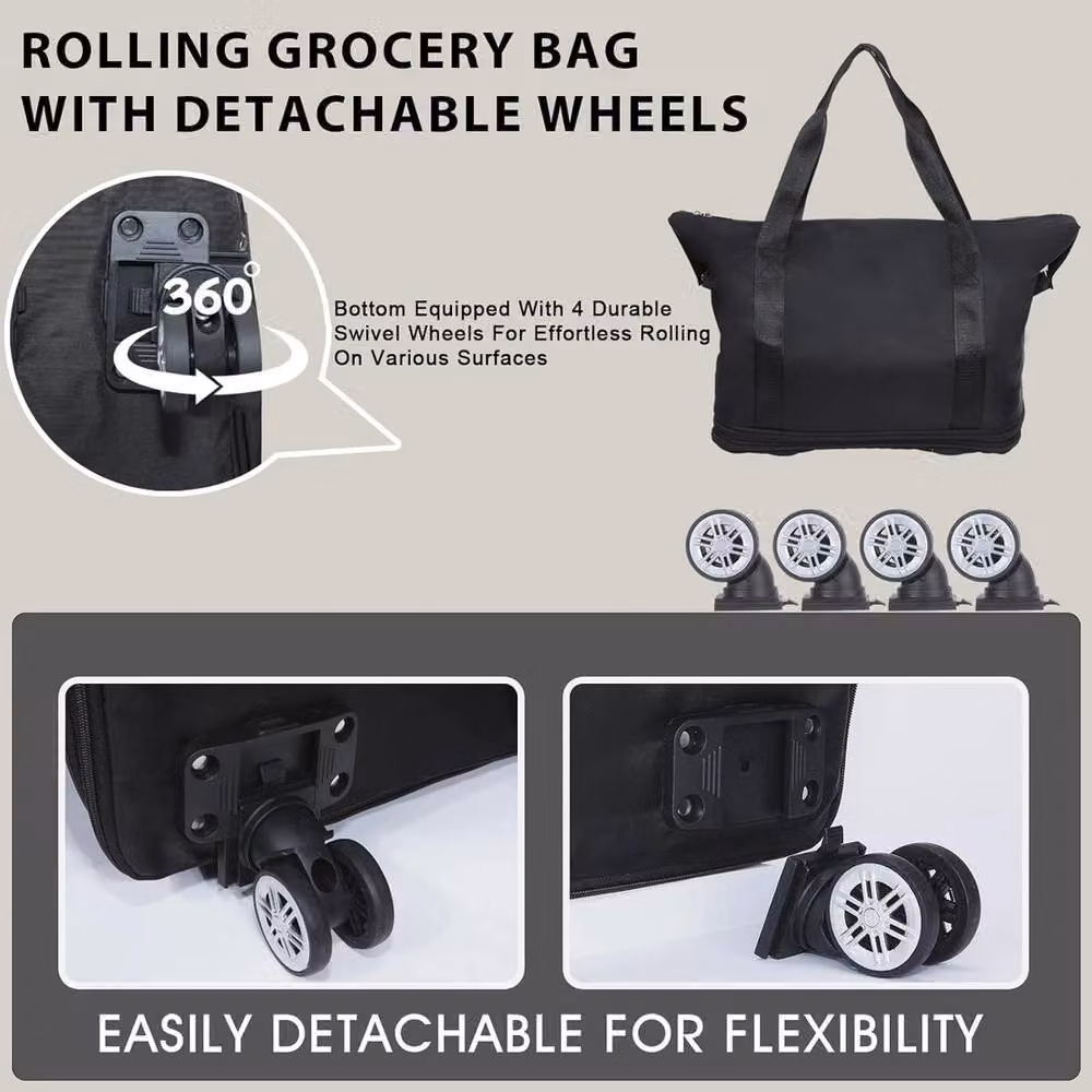 FLAVORA Foldable Wheeled Shopping Trolley Bag in Black – 4