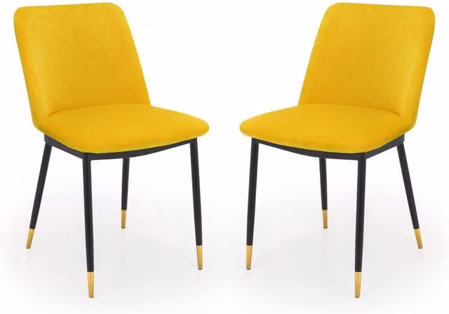 Cheshire Celeste Modern Velvet Dining Chairs in Yellow, Set of 2 – 1