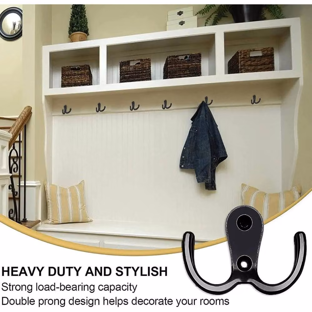 FORGEVIO Black Wall Mounted Back Door Coat Hooks, 20 Pieces, Length: 50 cm – 4