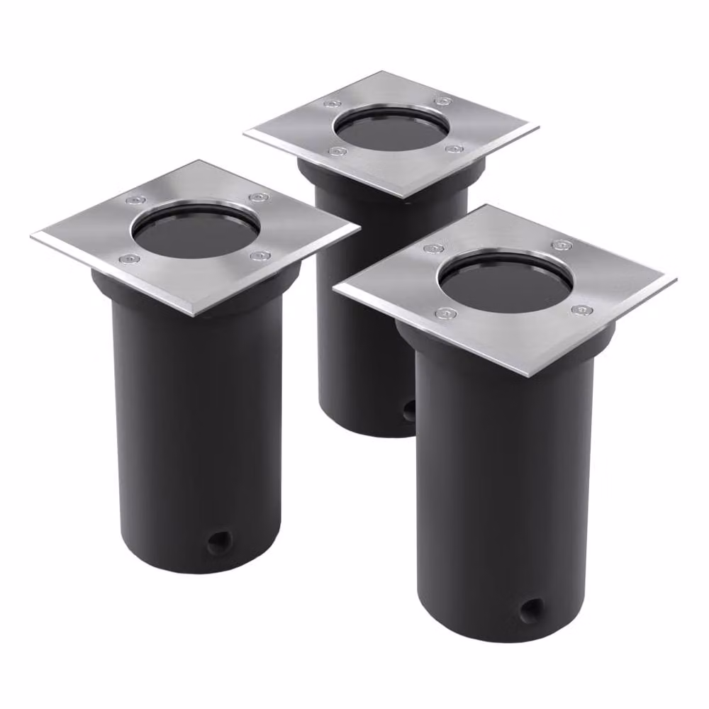 Berkfield Home Square Outdoor Ground Recessed Lights in Black, 3 Piece Set – 2