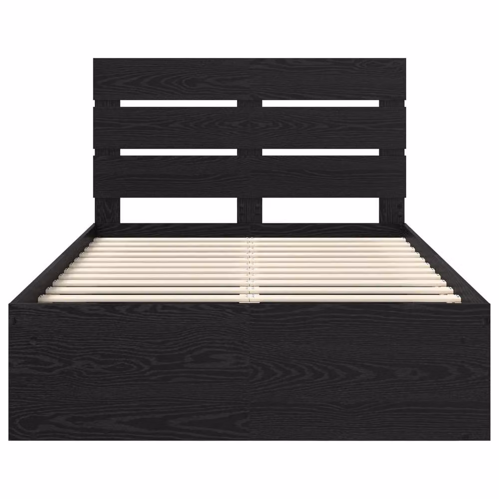 Berkfield Home Modern Bed Frame with Headboard in Black Solid Pine Wood and MDF, W/D/H: 120 x 200 cm – 4