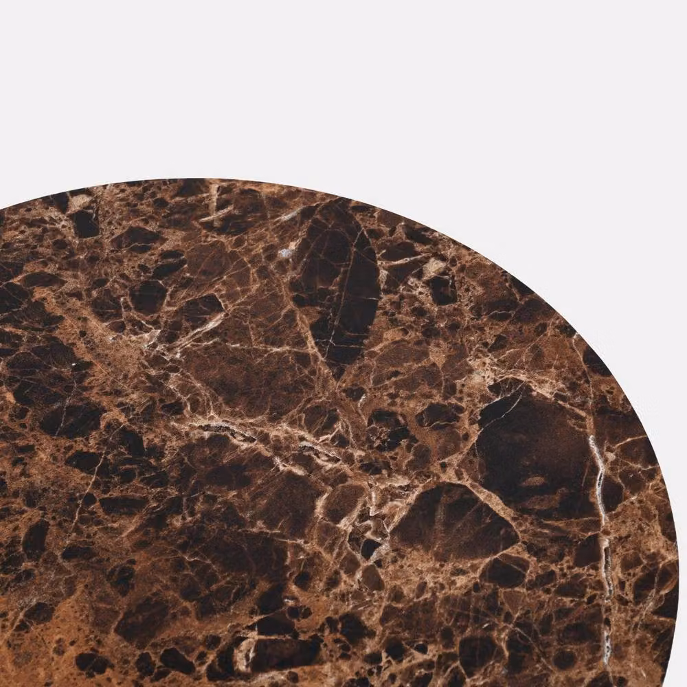 OHS Set of 2 Round Marble Effect Coffee Tables in Chocolate Brown – 4
