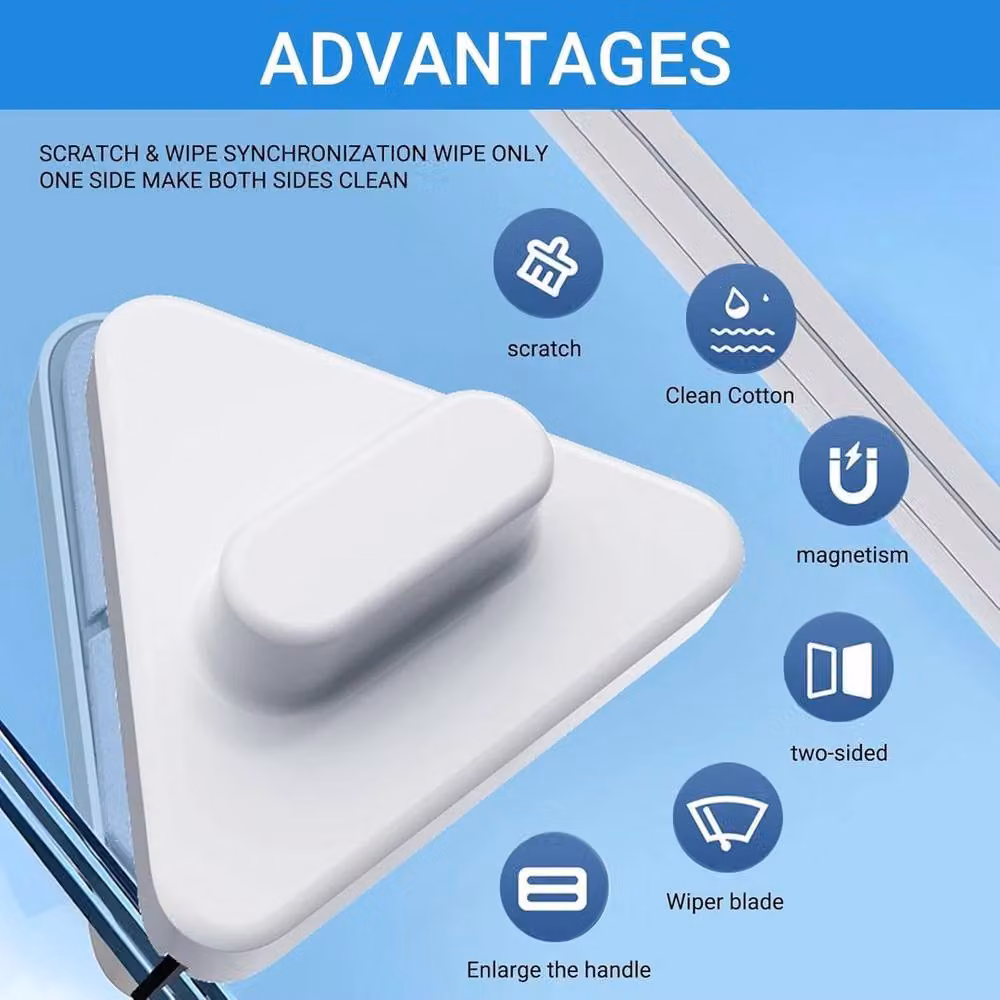 NESTLUNE Double Sided Indoor and Outside Window Cleaner Squeegee, White, W: 100 cm, H: 15 cm – 3