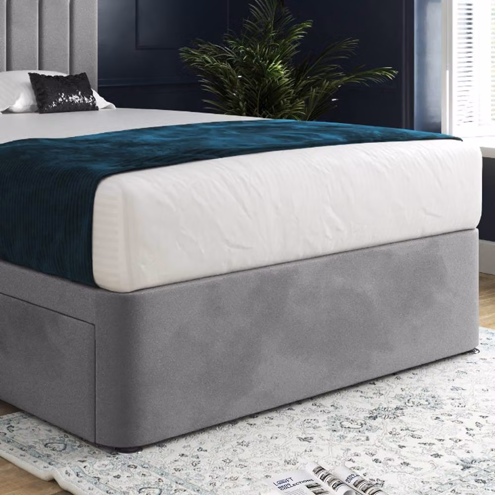 KDMD Quatt Modern Upholstered Velvet Designer Bed Frame in Grey, W/D/H: 140 x 200 cm – 5