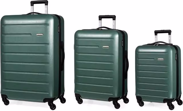 Pierre Cardin Voyager Hard Shell Lightweight 4 Wheel Durable Travel Suitcase, Green, 3 Pack – 1